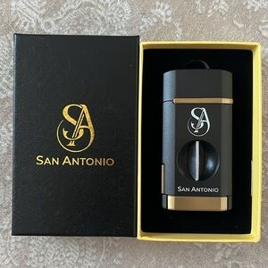 Brand New San Antonio Triple Flame Torch Cigar Lighter Cutter Refillable Butane